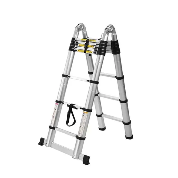 Telescopic Aluminium 2 in 1 Straight & A-Type Anti Slip Surface Extendable Step Ladder